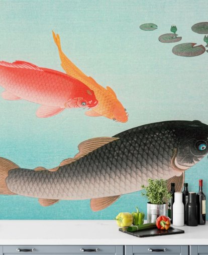 orange und schwarze Koi-Fisch-Tapete orange und schwarze Koi-Fisch-Tapete