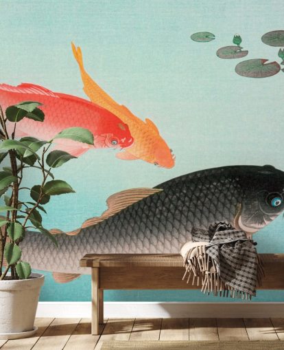 fondo de pantalla de peces koi naranja y negro fondo de pantalla de peces koi naranja y negro