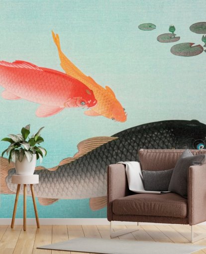 fondo de pantalla de peces koi naranja y negro fondo de pantalla de peces koi naranja y negro