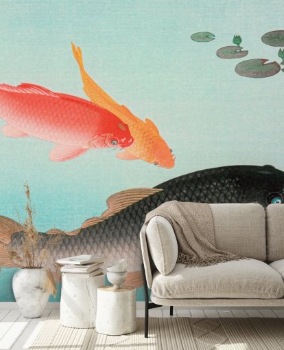 papier peint poisson koi orange et noir papier peint poisson koi orange et noir