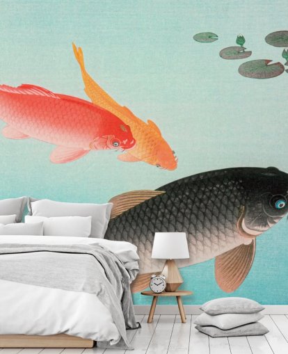 orange og sort koi fisk tapet