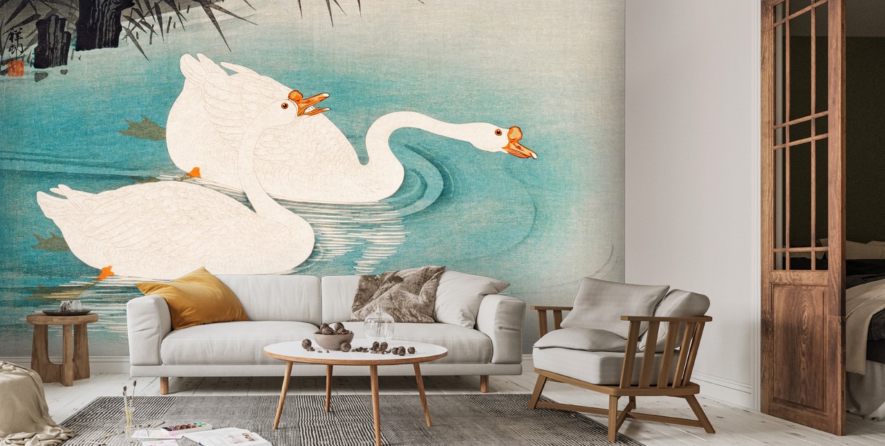 Geese Amid Reeds Wall Mural | Wallsauce AU