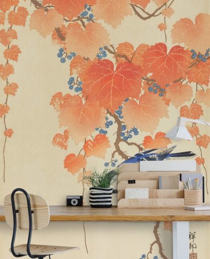 papel tapiz de hojas de naranja y herrer