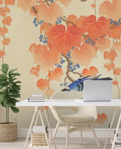 papel tapiz de hojas de naranja y herrer