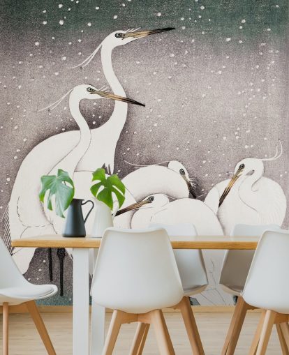 white egrets behang