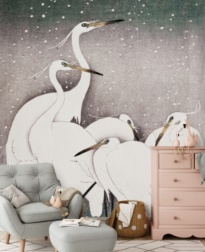 white egrets wallpaper