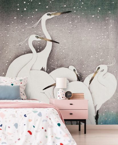 white egrets wallpaper