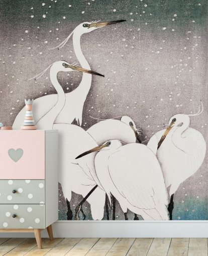 white egrets wallpaper