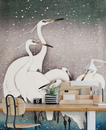 carta da parati white egrets