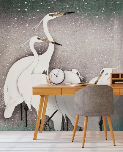 white egrets wallpaper