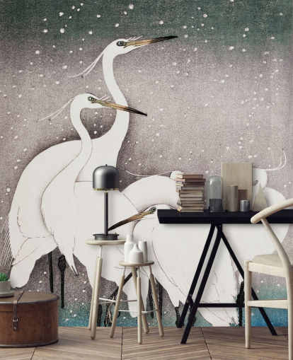 white egrets wallpaper