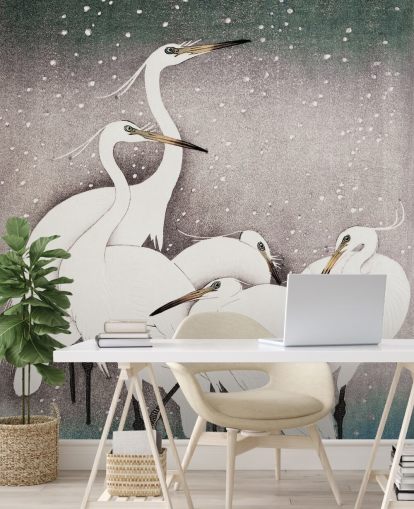 white egrets wallpaper