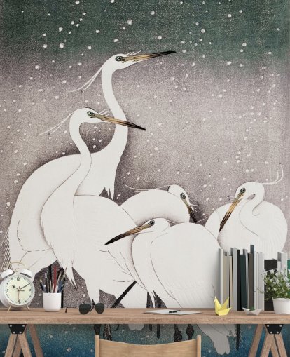 white egrets wallpaper