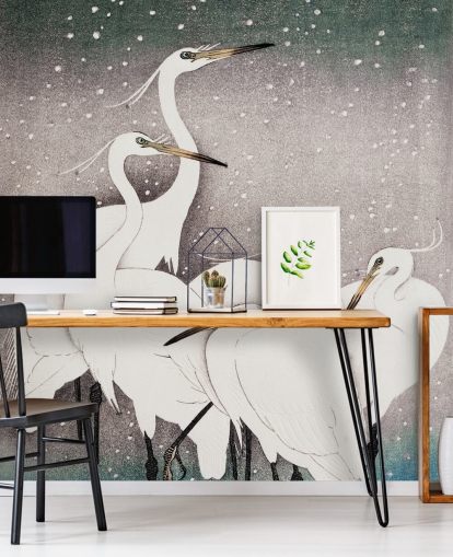 hvit egrets tapet