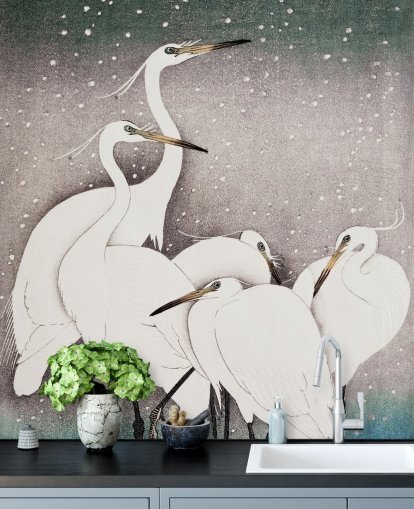 white egrets wallpaper