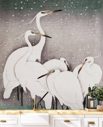 white egrets wallpaper