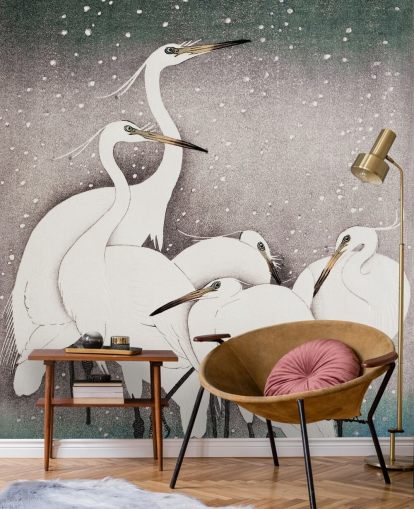 white egrets wallpaper