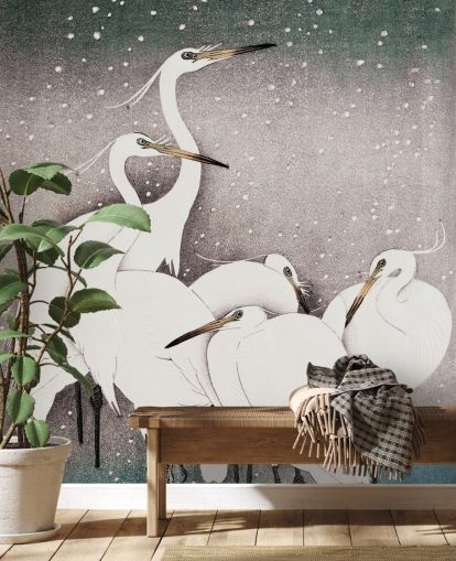 valkoinen egrets tapetti