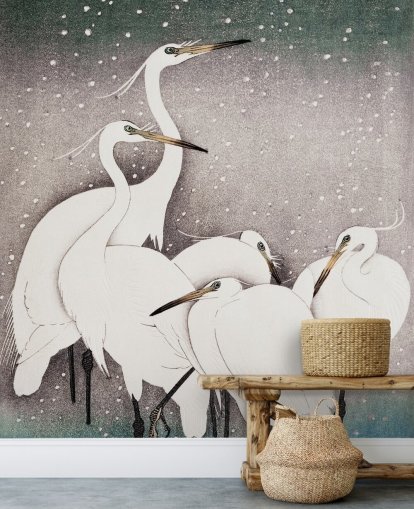 hvid egrets tapet