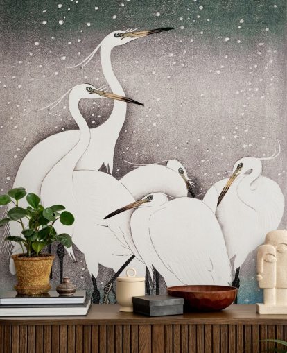 hvid egrets tapet