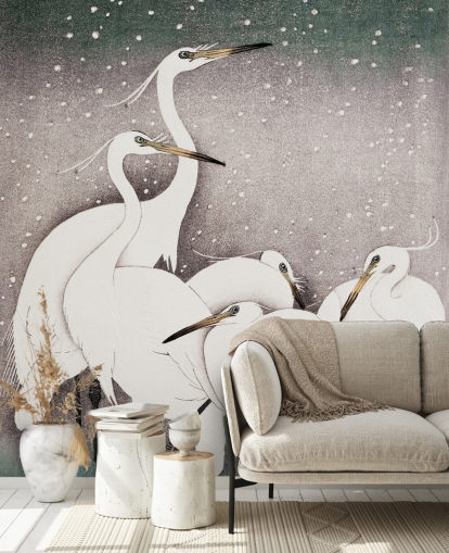 white egrets wallpaper