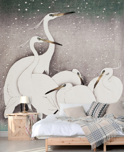 valkoinen egrets tapetti