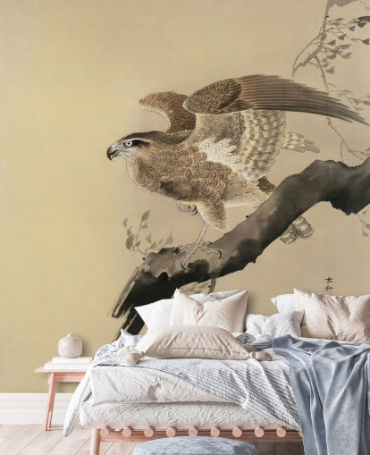 papier peint peinture orientale aigle