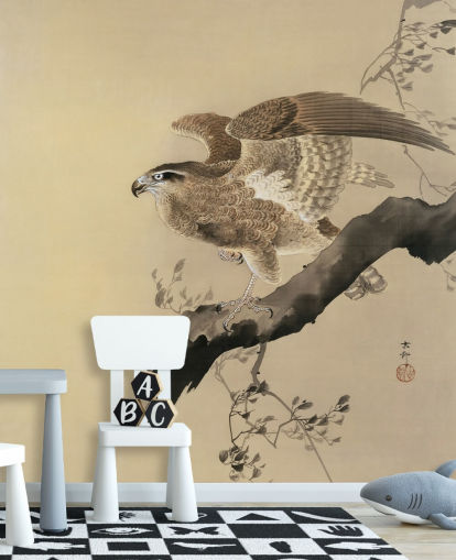 papier peint peinture orientale aigle