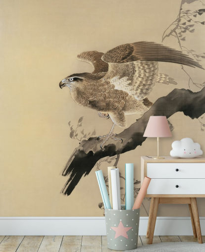 carta da parati pittura orientale aquila