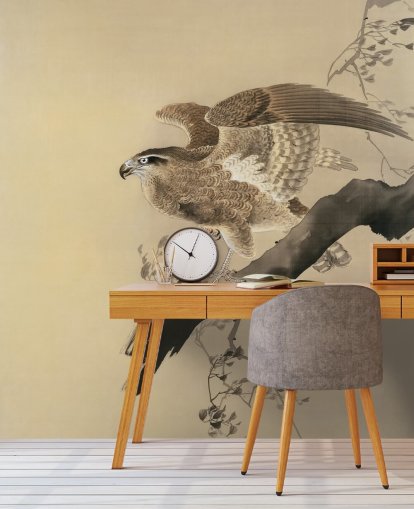 carta da parati pittura orientale aquila