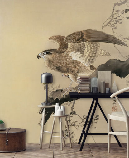 carta da parati pittura orientale aquila