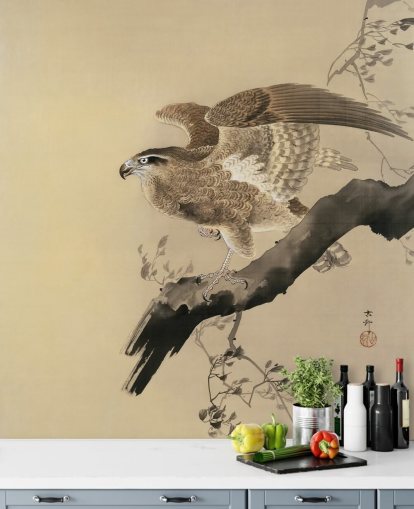 eagle oriental painting wallpaper