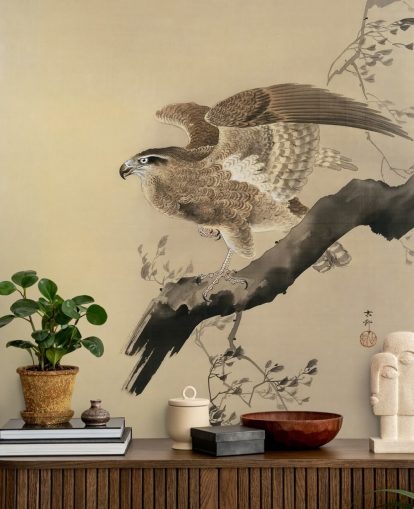 eagle oriental painting wallpaper