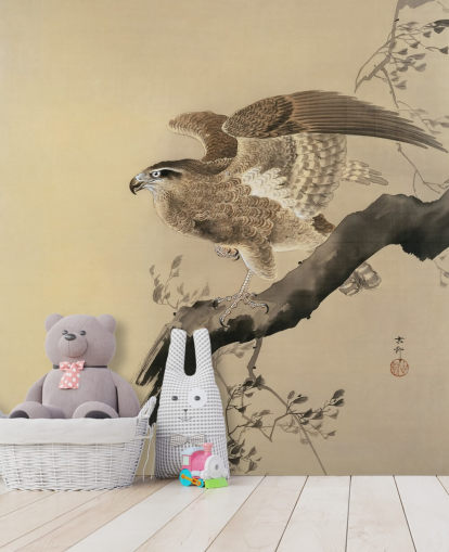 papier peint peinture orientale aigle