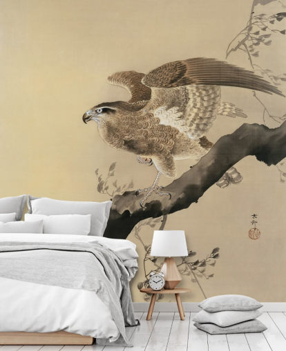 papier peint peinture orientale aigle