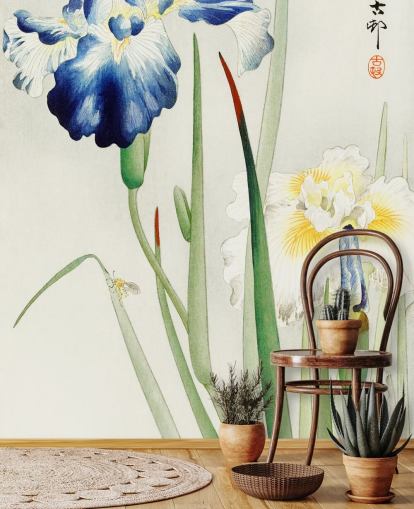 bemalte blaue Iris Tapete bemalte blaue Iris Tapete