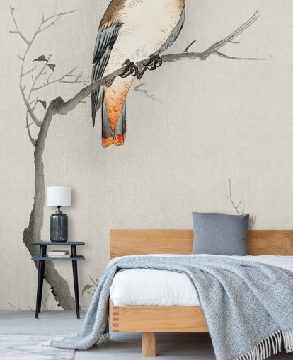 grijs en gebroken wit pestvogelbehang grijs en gebroken wit pestvogelbehang