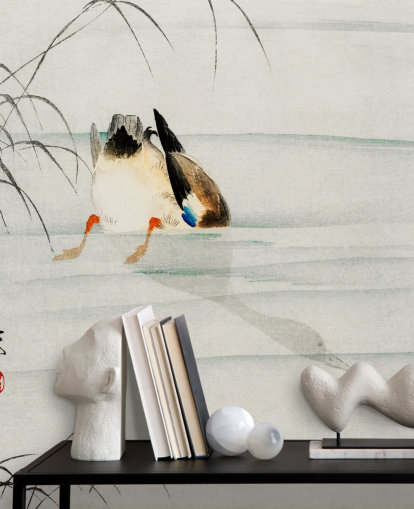 mural de papel de parede pato debaixo d'água