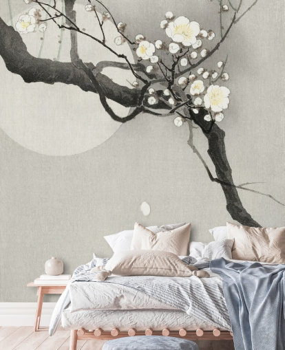 papel de parede branco flor de cerejeira