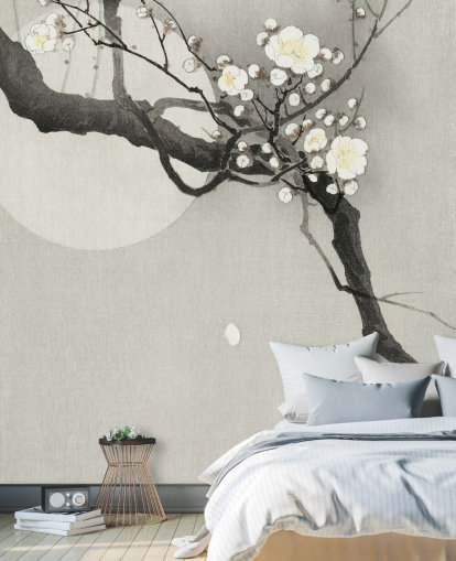 papier peint de branche de cerisier blanc