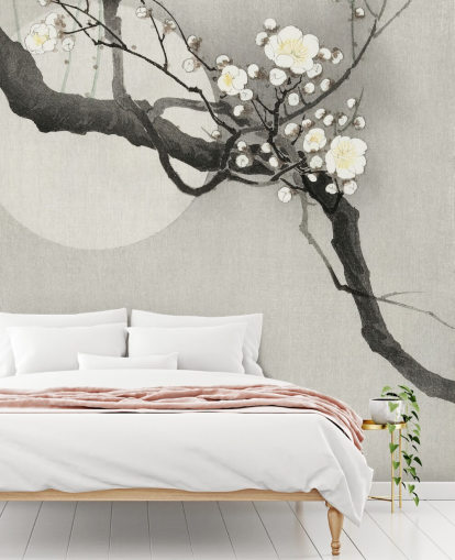 papel tapiz de rama de cerezo blanco