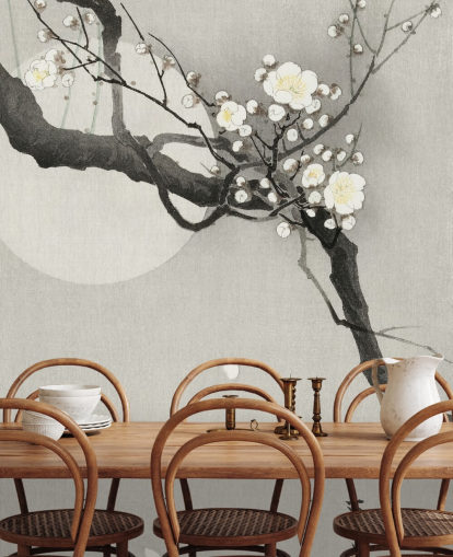 papier peint de branche de cerisier blanc