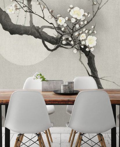 papel tapiz de rama de cerezo blanco