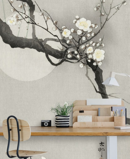 papier peint de branche de cerisier blanc