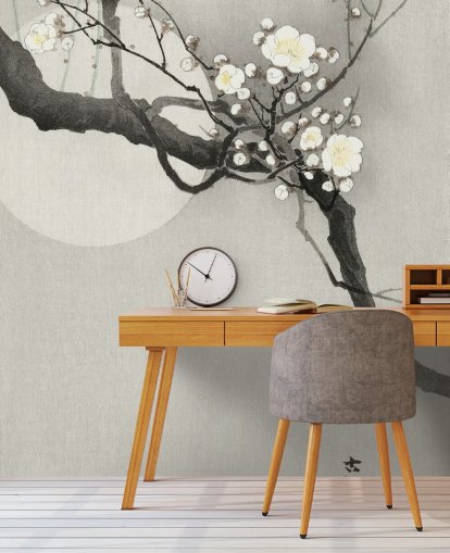 papier peint de branche de cerisier blanc