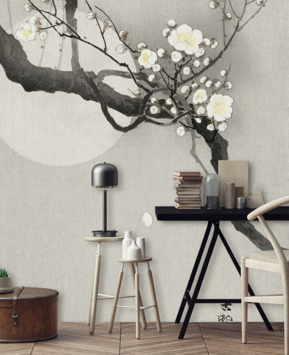 papel de parede branco flor de cerejeira