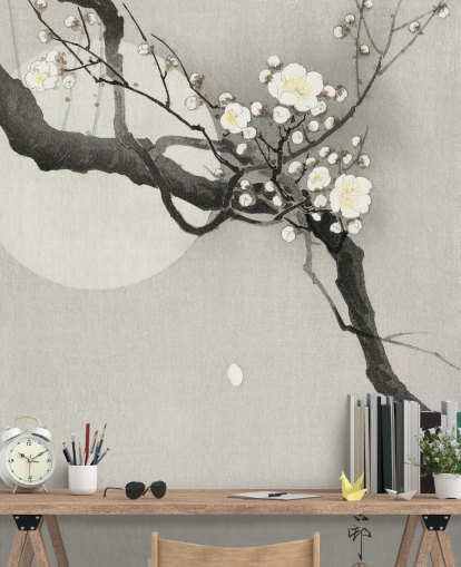 white cherry blossom branch wallpaper