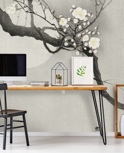 papel tapiz de rama de cerezo blanco