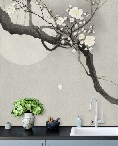 white cherry blossom branch wallpaper