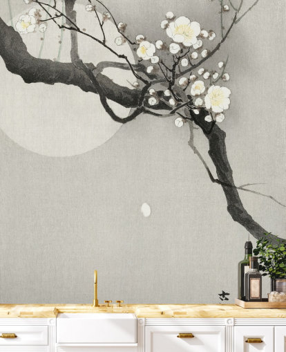 papel de parede branco flor de cerejeira